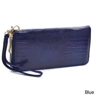 Snake Embossed Zip around Wallet With Wrist Strap