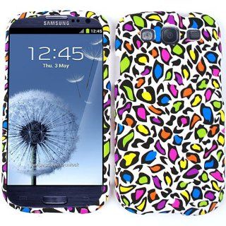 Cell Armor I747 SNAP TE446 Snap On Case for Samsung Galaxy SIII   Retail Packaging   Colorful Leopard Print on White Cell Phones & Accessories