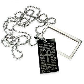 Stainless Steel Pendant with Movable Frame & Prayer Inscription Jewelry