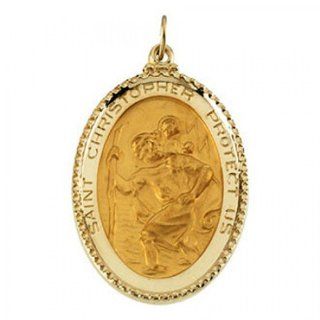 Saint Christopher Pendant in 14kt Yellow Gold   Lovable   Unisex Adult GEMaffair Jewelry