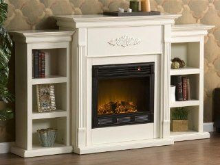 Shop Tennyson Electric Fireplace w/ Bookcases Ivory at the  Home Dcor Store