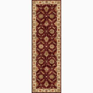Hand made Oriental Pattern Red/ Taupe Wool Rug (2.6x6)