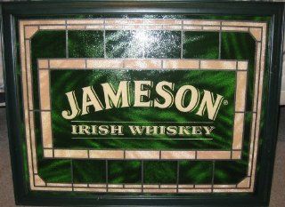 Jameson Irish Whiskey Framed Green Stained Glass Sign 3 1/2' x 3'  Other Products  