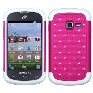 SYD   Hot Pink Samsung Galaxy Centura Hybrid Bling Diamond Rhinestone Case + Stylus SGH S738 S730G Straight Talk Cell Phones & Accessories