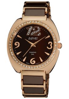August Steiner AS8066BR  Watches,Womens Brown Dial Rose Tone & Brown Base Metal & Ceramic, Casual August Steiner Quartz Watches