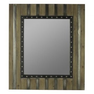 Christof Light Brown Wood And Silver Panel Overlay Mirror