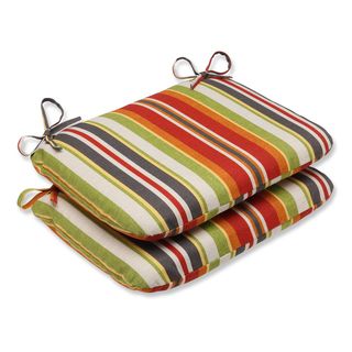 Pillow Perfect Outdoor Roxen Stripe Citrus Rounded Corners Seat Cushion (set Of 2)