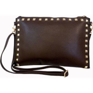Womens Blingalicious Leatherette Clutch With Studs Q2028 Brown