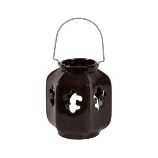 Dark Ceramic Fleur De Lis Lantern