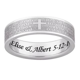 Ladies 6.0mm Engraved Be Still Prayer Ring in Stainless Steel (25
