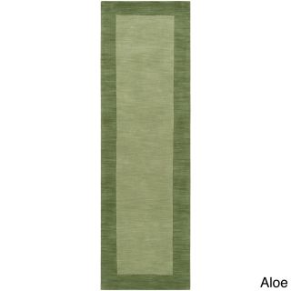 Hand Loomed Mali Solid Bordered Tone on tone Wool Area Rug (26 X 8)