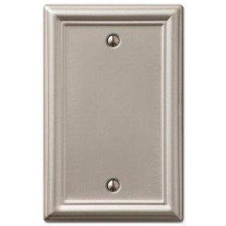 Single Decorative Blank 1 Gang Decora Wall Switch Plate Outlet Cover, Brushed Nickel   Satin Nickel Outlet Cover  