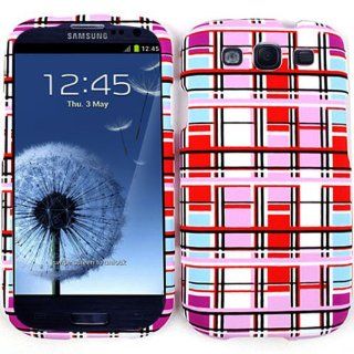 Cell Armor I747 SNAP TE417 Snap On Case for Samsung Galaxy SIII   Retail Packaging   Red/Pink/White Blocks Cell Phones & Accessories