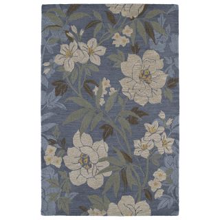 Hand tufted Lawrence Blue Floral Wool Rug (76 X 9)