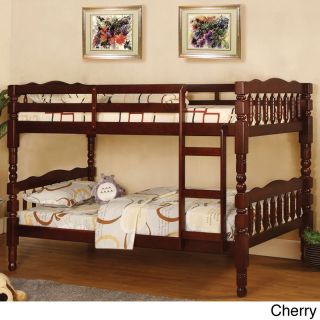 Furniture Of America Catalina Twin Over Twin Bunk Bed With Trundle Cherry Size Twin