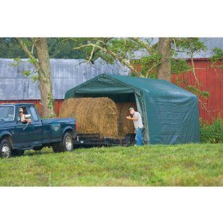 ShelterLogic 12 x 20 x 8 Feet Peak Style Hay Storage Shelter, Green Cover  Sun Shelters  Sports & Outdoors