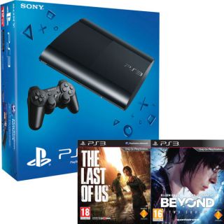 PS3 New Sony PlayStation 3 Slim Console (500 GB)   Black   Includes Beyond Two Souls and The Last Of Us      Games Consoles