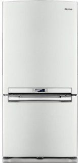 Samsung RB197ACWP 18.0 cu. ft. Counter Depth Bottom Freezer Refrigerator with 3 Glass Shelves, Twin Cooling System, Temperature Sensor, Power Freeze/Cool Options, Ice Maker and External Digital Display/Control White Pearl Appliances