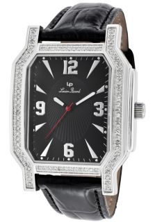 Lucien Piccard 27036BK  Watches,Mens Barrel Black Dial White Diamond (0.90 ctw) Black Genuine Leather, Luxury Lucien Piccard Quartz Watches