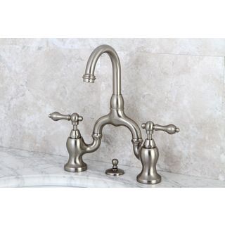 Vintage High spout Satin Nickel Bridge Bathroom Faucet