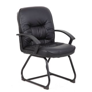 Boss Mid Back Leatherplus Sled Base Guest Chair