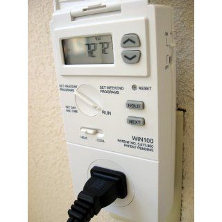Lux WIN100 Heating & Cooling Programmable Outlet Thermostat   Programmable Household Thermostats  