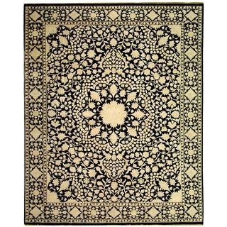 Safavieh Hand knotted Ganges River Black/ Ivory Wool Rug (6 X 9)
