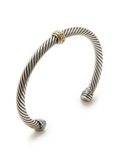 David Yurman Gold Station & Silver Cable Cuff Bracelet by Estate Jewelry