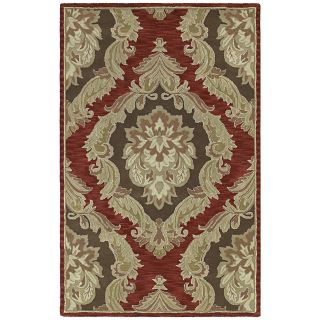 Lawrence Red Damask Hand tufted Wool Rug (8 X 11)