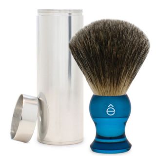 eShave Travel Fine Badger Hair Shaving Brush with Canister (Blue)      Health & Beauty