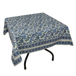 Spring Tablecloth Square 54 X 54 Decor Indian Floral Cotton   Blue Print Tablecloth