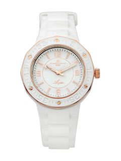 Womens White & Rose Gold Rubber Watch by OCEANAUT