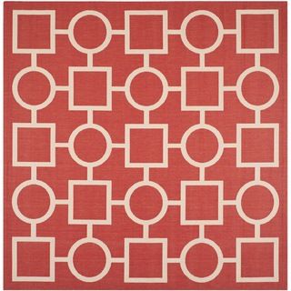 Safavieh Indoor/ Outdoor Courtyard Collection Red/ Bone Rug (710 Square)