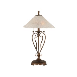 27 in Bronze Touch Indoor Table Lamp with Glass Shade
