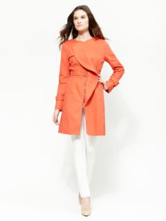 Cotton Ruffle Front Trench Coat by BCBGMAXAZRIA