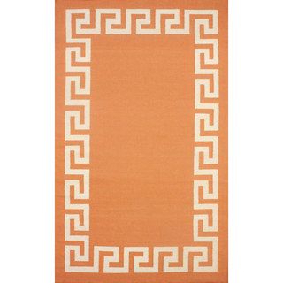 Nuloom Flatweave Greek Key Orange Wool Rug (76 X 96)