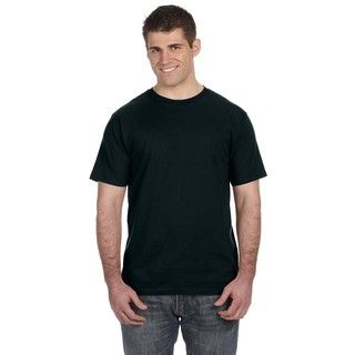 Anvil Mens American Black Ringspun Cotton Undershirt (super Value Pack Of 12)