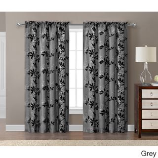 Victoria Classics Barclay Flocked With Metallic 84 Inch Grommet Curtain Panel Grey Size 55 x 84
