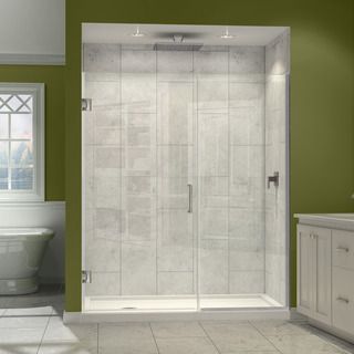 Dreamline Unidoor Plus 72 In. H X 55   56 In. W Frameless Hinged Shower Door, Clear Glass
