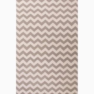 Hand made Gray/ Ivory Wool Easy Care Rug (5x8)