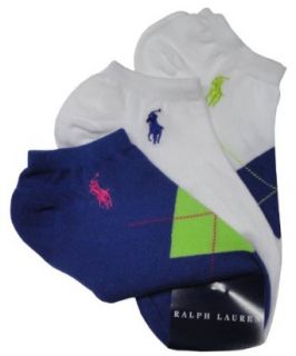 Ralph Lauren Women's Socks Blue Argyle, White Argyle & White (pack of 3)