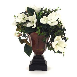 24 inch Traditional Cream Magnolias With Brown Container