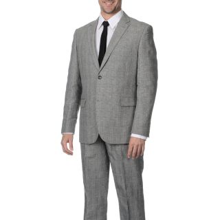 Reflections Mens Linen Blend Notch Lapel 2 button Grey Suit