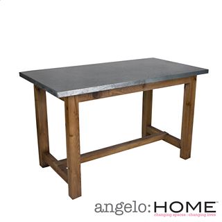 Angelohome Brookdale Zinc And Wood Dining/gathering Table