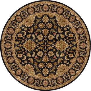 Hand made Oriental Pattern Black/ Tan Wool Rug (6x6)