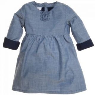 POLARN O. PYRET TIMELESS EMBROIDERED GINGHAM DRESS (BABY)   1.5 2 years/Blue Grey Clothing