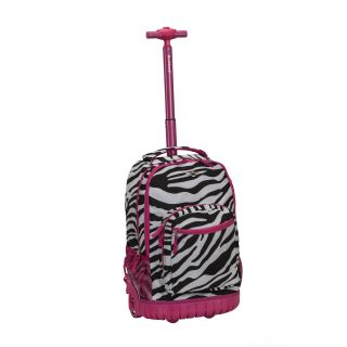 Rockland Pink Zebra 18 inch Rolling Laptop Backpack