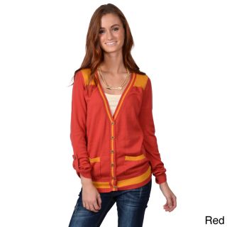 Journee Collection Journee Collection Juniors Two tone Button up Cardigan Red Size S (4  6)