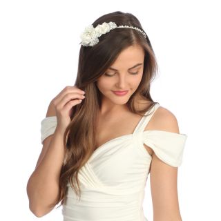 Bridal Veil Company Inc. Amour Bridal Satin And Lace Floral Headband Ivory Size One Size Fits Most