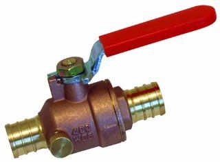 Watts PEX LFP 764 In Line Full Port Ball Valve 3/4 Inch Barb x Barb w 1/4 Inch Drain Low Lead, Brass   Faucet Valves  